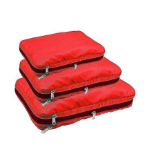 (red) Kompressions-Aufbewahrungstaschen für Reisen, 3-teiliges Set, Nylon, wasserdicht, für Reisegepäck Kleiderordnung