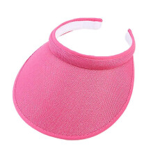 (Rose Red) Clip-On UV Protection Sun Visor Hat, Faux Linen Plaid, Open Top, Wide Brim, One Size, for Outdoor Activities, Unisex for Women Men