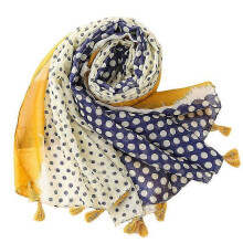 (yellow) Vrouwen Dunne Stippen Sjaal en Wikkel, 180cm x 85cm, Polyester, voor Dagelijks Gebruik en Reizen