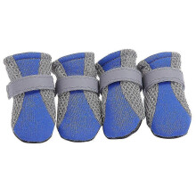 (Blue, L) Scarpe per cani di piccola taglia, in rete traspirante con suola antiscivolo e cinture riflettenti, protezione zampa per tutte le stagioni