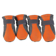 (Orange, S) Scarpe per cani di piccola taglia, in rete traspirante con suola antiscivolo e cinture riflettenti, protezione zampa per tutte le stagioni