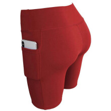 (Wine Red, M) Dames yoga- of bikerbroekje met hoge taille, sneldrogend stretchspandex, slim fit voor sport, fitness en als zomerkleding.