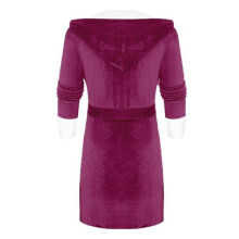 (2XL) Bata larga para mujer con capucha, suave forro polar Sherpa, ropa de estar por casa y bata de baño abrigada para invierno.
