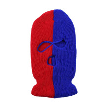 (Red blue) Balaclava de punto unisex 3 agujeros, fibra acrílica cálida para esquí, ciclismo y snowboard, talla única