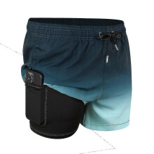 (Black Nile Blue, S) Bañador de hombre de doble capa, 2 en 1 con forro de compresión, bolsillos antiarena con cremallera, secado rápido elástico