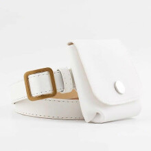 (White) Women's Vintage PU Leather Waist Bag with Phone Pouch for Travel and Sports
