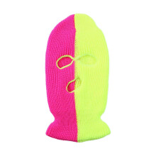 (Pink yellow) Balaclava de punto unisex 3 agujeros, fibra acrílica cálida para esquí, ciclismo y snowboard, talla única