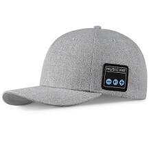 (gray) Gorra de béisbol Bluetooth con altavoces estéreo para actividades al aire libre en azul marino, negro o volcán.