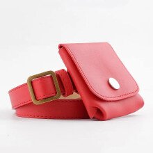 (Red) Women's Vintage PU Leather Waist Bag with Phone Pouch for Travel and Sports