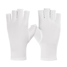 (White) Guantes para mujer de media manga hasta el codo rayados transpirables anti UV protección solar para conducción de verano