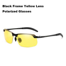 (yellow) Herenc Photofchromische Gepolariseerde Zonnebril, Aluminium Frame, TAC Lenzen, UV-bescherming, Voor Autorijden