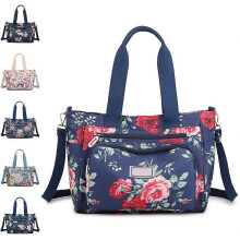 (Blue) Bolso tote de nailon impermeable para mujer, con múltiples bolsillos, desmontable, para compras trabajo y citas
