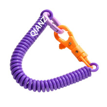 (Purple) Dehnbare Spiral-Schlüsselkette, TPU mit Legierungshaken, für Schlüssel Handys Brieftaschen Werkzeuge Ausweise, mehrere Farben verfügbar