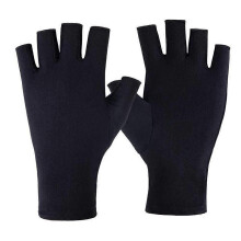 (Black) Guantes para mujer de media manga hasta el codo rayados transpirables anti UV protección solar para conducción de verano