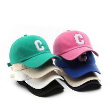 (Black) Unisex Baumwolle Bestickte Baseballkappe mit Großem C Buchstaben, Sonnenhut für Outdoor Bergsteigen Reisen Ganzjährig