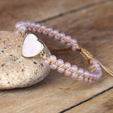 (A147) Hartvormige bedelarmband voor vrouwen, boheemse handgevlochten touw, zinklegering stenen mood tracker, vetersluiting