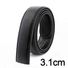 (3.1cm Black, 115CM) Correa de cinturón de piel de vacuno, 3,1 cm y 3,5 cm de ancho, cinturón sin hebilla automática, negro, marrón, azul, blanco