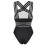 (S) Damen-Einteiler-Badeanzug in Unifarbe, Polyester, V-Ausschnitt mit Futter 2