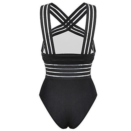 (S) Damen-Einteiler-Badeanzug in Unifarbe, Polyester, V-Ausschnitt mit Futter 1