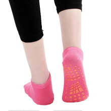 (Rose Red, M) Rutschfeste Sportsocken aus Baumwolle für Trampolin, Fitnessstudio und Heimgebrauch, Größen 36-42, 2 Paar