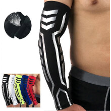 (Red, L) Manga de compresión para el brazo, ideal para deportes, protector elástico para correr, baloncesto y ciclismo.