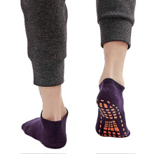 (Dark Purple, M) Rutschfeste Sportsocken aus Baumwolle für Trampolin, Fitnessstudio und Heimgebrauch, Größen 36-42, 2 Paar