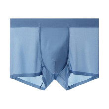 (Blue, 2XL) Calzoncillos bóxer de seda helada para hombre con diseño convexo en forma de U, tiro bajo, malla de panal y dobladillo sin costuras.