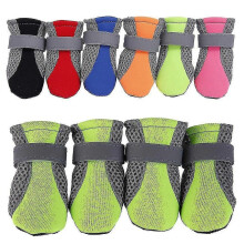 (Black, M) Scarpe per cani di piccola taglia, in rete traspirante con suola antiscivolo e cinture riflettenti, protezione zampa per tutte le stagioni