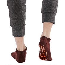 (Coffee, Adult) Anti-slip Cotton Sports Socks for Trampoline Gym Home Use, Size 36-42, 2 Pairs