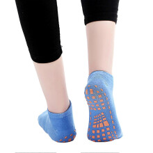 (Medium Blue, M) Anti-slip Cotton Sports Socks for Trampoline Gym Home Use, Size 36-42, 2 Pairs