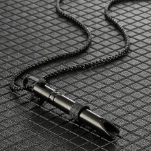 (Black) Collier en acier inoxydable pour respiration consciente, soulagement du stress et de l'anxiété, adapté aux adultes, respectueux de la peau