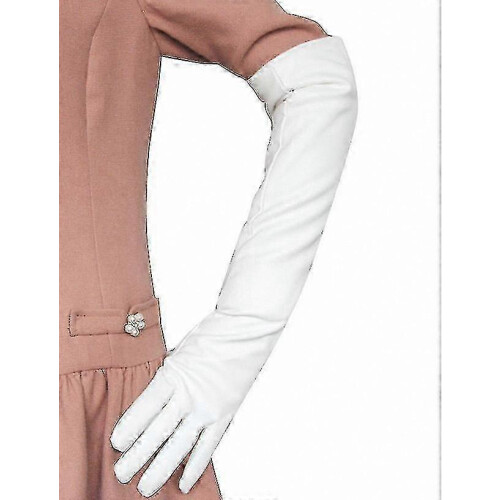(Black, S) Women's Leather Gloves S/M/L Size, Wrist Length Solid Colour with Extended Silk Lining 2