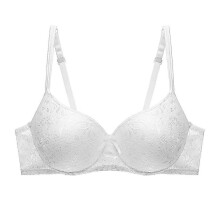 (White, 85b) Sexy Push-up-BH mit Blumenmuster für Damen, 3/4-Cup, verstellbare Träger, atmungsaktiver Patchwork-Rückenverschluss, große Größen