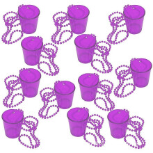 (Purple) 12 Pcs Bride Shot Necklace Cups, PC-Plastic 2 Ounce Shot Glass Necklaces, 78cm Chain, for Birthday Wedding Christmas Party Celebrations
