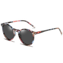 (Flower-Black, C6) Retro Polarized Sunglasses for Women, Vintage Small Round Frame, Polarized Lens UV400 Protection Eyewear
