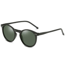 (Black-Green, C5) Retro Polarized Sunglasses for Women, Vintage Small Round Frame, Polarized Lens UV400 Protection Eyewear