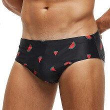 (Mini Melon, XL) Atmungsaktive Herren-Badehose mit Print, Polyester-Spandex-Gewebe, Übergröße, zum Schwimmen