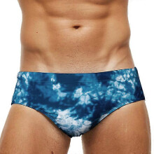 (Dye Blue, M) Atmungsaktive Herren-Badehose mit Print, Polyester-Spandex-Gewebe, Übergröße, zum Schwimmen