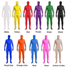 (Purple, 160CM) Tuta intera unisex adulto con cappuccio in spandex, zip posteriore, 11 colori per Halloween e eventi creativi