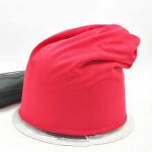 (Red) Unisex effen, dubbellaags katoenen gebreide wintermuts, geschikt voor buitensporten, maat 55-60 cm (volwassenen), verkrijgbaar in 17 kleuren.