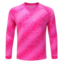 (hot pink, 9-10 Years) Gewatteerd keepersshirt voor jongens, V-hals, lange mouwen, geometrische print, voetbaltrainingsshirt