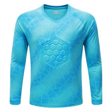 (sky blue, 13-14 Years) Gewatteerd keepersshirt voor jongens, V-hals, lange mouwen, geometrische print, voetbaltrainingsshirt