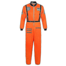 (Orange for Men, S) Tuta spaziale astronauta tuta da volo, costume cosplay con zip per uomini donne coppie, Halloween, taglie XS-XXXL in poliestere