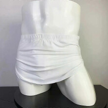 (White, 2XL 75-80kg) Mens Detachable Bugle Pouch Low Rise Boxer Shorts, Nylon Ice Silk Soft Lining Trunks Underwear, M-2XL