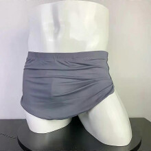 (Grey, L 55-65kg) Mens Detachable Bugle Pouch Low Rise Boxer Shorts, Nylon Ice Silk Soft Lining Trunks Underwear, M-2XL