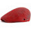 (Red) Adjustable Mesh Newsboy Cap, Men Plain Polyester Flat Cabbie Hat, 55cm-60cm Head Circumference, 10cm Depth 1
