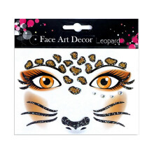 (leopard) Glitzernde Gesichts-Schmucksticker für Festivals und Partys, temporäres Glitzer-Make-up mit Kristallen, 10 verschiedene Designs