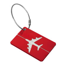(Red) Luggage Tags with Loop, Metal Suitcase Tags with Name ID Address Card, Baggage Identifier Travel Accessory, Multiple Colours Available