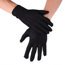 (Black) Volwassen Spandex volledige vinger handschoenen, zwart wit, voor politie uniform ceremoniële parade en kostuum inspectie