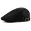 (Black) Adjustable Mesh Newsboy Cap, Men Plain Polyester Flat Cabbie Hat, 55cm-60cm Head Circumference, 10cm Depth 1